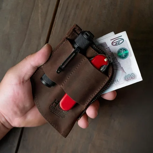 Miniatura 3 de Hide & Drink, Billetera de bolsillo EDC, organizador de efectivo curvado, soporte para tarjetas frontal delgado, clip para dinero, cuero de grano