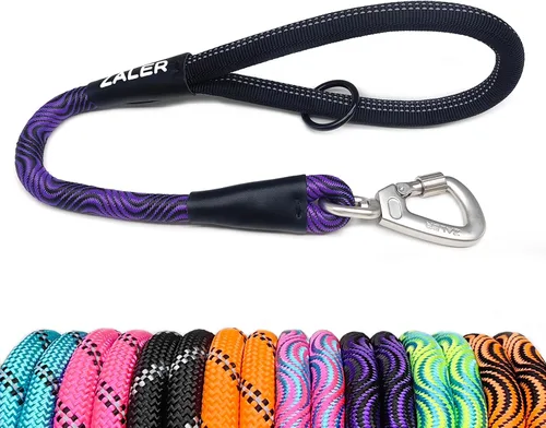 Miniatura 10 de ZALER Correa Corta para Perro, Correas de Tráfico de Cuerda de 26 Pulgadas para Perros, Correa Reflectante para Perro con Anillo en O, Correa Negro