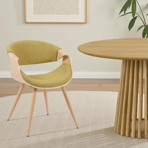 Miniatura 21 de Armen Living Silla de comedor de mediados de siglo estilo mariposa con acabado en nogal y tela verde Tela verde/nogal