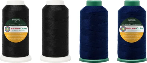 Miniatura 205 de Mandala Crafts - Hilo de nailon para coser cuero, tapicería, mezclilla y para trenzar el pelo; resistente, 1500 yardas, tamaño 69 T70 Marrón