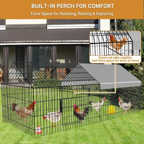 Miniatura 6 de Gallinero de 87 x 40 pulgadas, portátil, de metal, con cubierta impermeable, jaula para pollos para patio, al aire libre, granja, tractor de pollo
