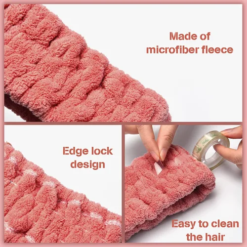 Miniatura 3 de Chuangdi 3 Piezas Diadema Elástica para Maquillaje, Yoga, Deportes, Ducha - Envoltura para la Cabeza para Mujeres y Niñas (Rojo, Azul, Morado)