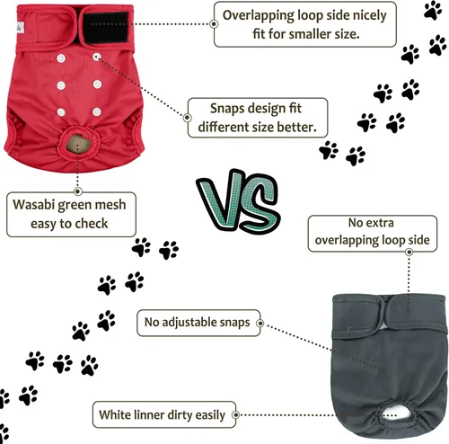 Miniatura 147 de Pañales lavables para perros, para hembras caninas, reutilizables, para periodo de celo, altamente absorbentes, para incontinencia, con broches