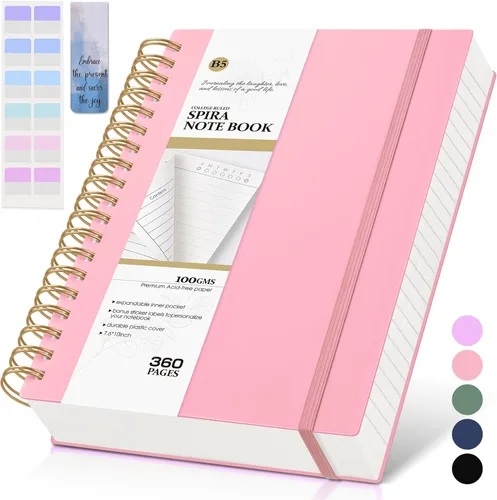 Miniatura 12 de MUAHLIUB Cuaderno de espiral rayado universitario, 360 páginas rayadas gruesas para mujeres y hombres, cuadernos grandes B5 con papel de 100GSM