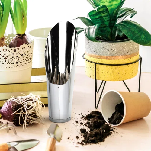 Miniatura 4 de Yardwe Pala de pala de cubo de acero inoxidable para cultivador interior de jardín para macetas