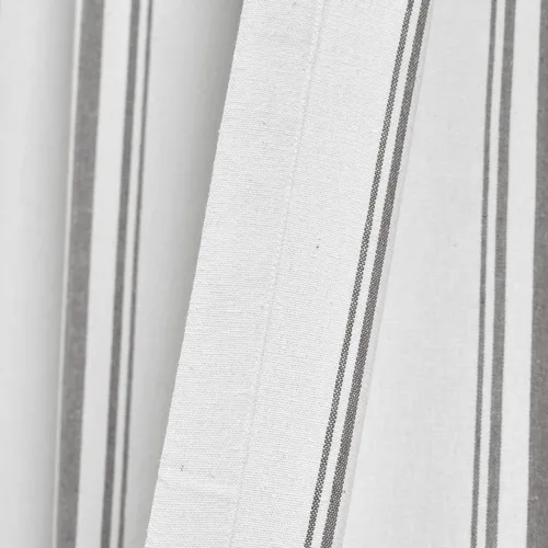 Miniatura 4 de Lush Decor Farmhouse Stripe - Par de paneles de cortinas de ventana de algodón teñido con hilo a rayas, 42" A x 84" L, Gris - Encanto rústico