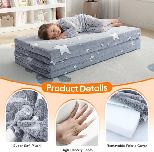 Miniatura 5 de MeMoreCool Colchón de Piso para Niños, Tapete de Juego Tapete Muscular Grande 6x4 Pies, Colchón Futon de Espuma Engrosada para Sala de Juegos, Gris