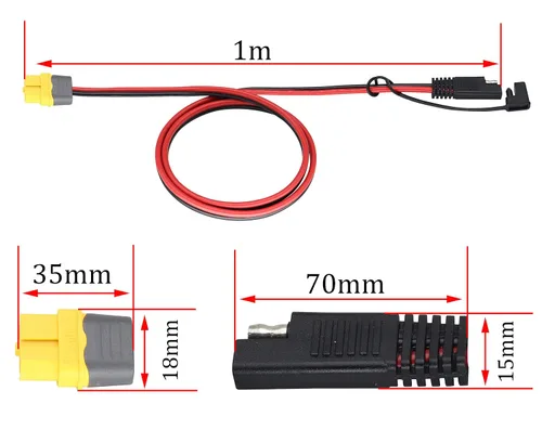 Miniatura 4 de Cable SAE a XT60 de 12 AWG XT60 hembra a conector SAE con adaptador de polaridad inversa S-A-E compatible con panel solar, generador solar portátil