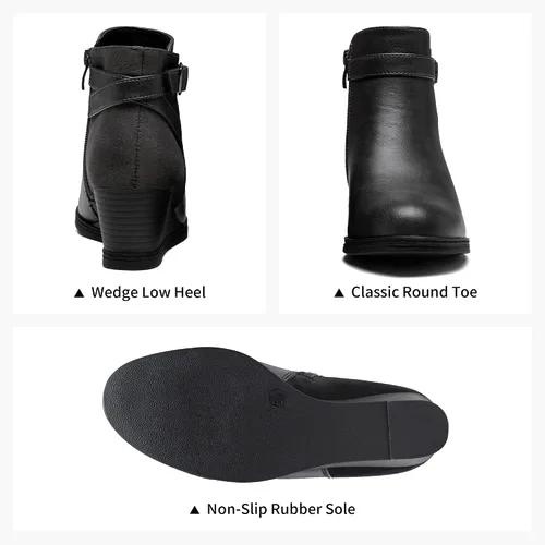 Miniatura 5 de Jeossy Botas de cuña 9636 para mujer Cómodas botas de cuña con cremallera lateral
