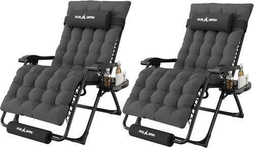 Miniatura 33 de Amopatio Silla de gravedad cero de gran tamaño, silla reclinable de 29 pulgadas de ancho, con bloqueo y reposapiés mejorados, soporte para tazas