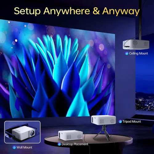 Miniatura 7 de Proyector con WiFi y Bluetooth, [Native 1080P Upgrade 240 ANSI] KSAN Proyector portátil, mini proyector de películas para uso al aire libre, Blanco