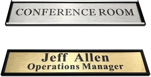 Miniatura 2 de Placa de nombre personalizada para puerta o pared, placas de nombre de aluminio para oficina personalizadas de 2 * 10 pulgadas con dos líneas