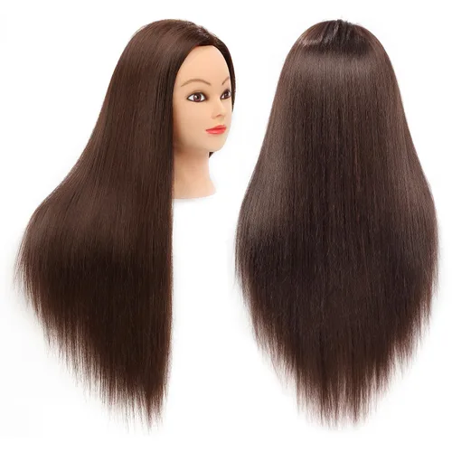 Miniatura 4 de SOPHIRE Cabeza de maniquí de 26 a 28 pulgadas con 80 % cabello humano real, cabeza de entrenamiento de peluquería para práctica de peluquería