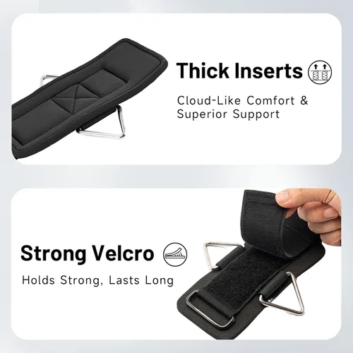 Miniatura 3 de Muñequeras con anillo en D, muñequeras para levantamiento de pesas con acolchado de neopreno, correas de muñeca para máquinas de cable Negro