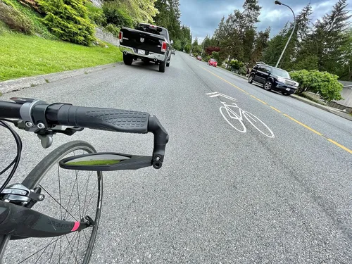 Miniatura 8 de Hafny Nuevo espejo de bicicleta con extremo de barra, lente de vidrio de grado automotriz HD, superficie grande, irrompible, ajustable en múltiples