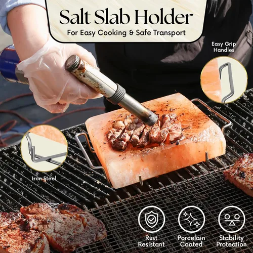 Miniatura 5 de UMAID Bloque de sal del Himalaya para asar, cocinar, cortar y servir, piedra de sal rosa del Himalaya de grado alimenticio de 8 x 8 x 1.5 pulgadas