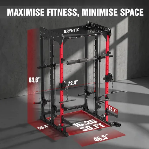 Miniatura 3 de Smith Machine, 2600 LBS Capacity Power Rack for Home Gym Garage, All-in-One Power Cage with Cable Crossover, Heavy-Duty Squat Rack, 84'' Home Gym