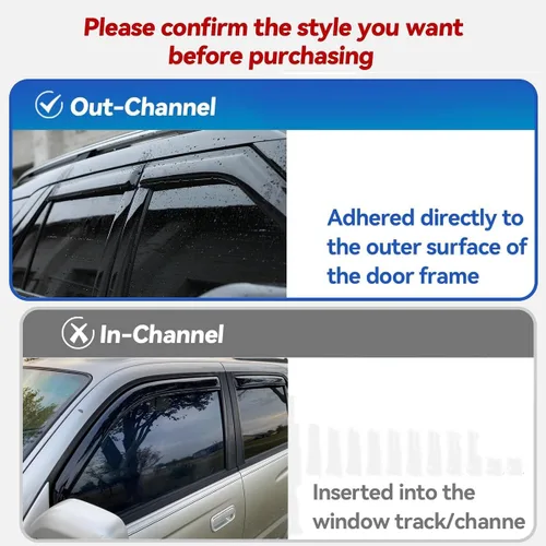 Miniatura 3 de 94117 Deflector de ventilación de viento para ventana lateral, 4 unidades de protector de lluvia de humo oscuro para Jeep Commander 2006-2010