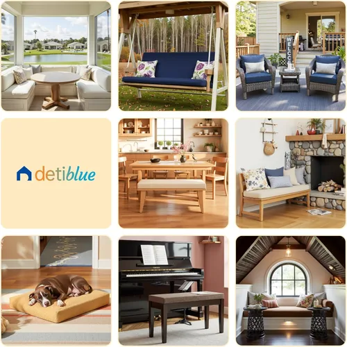 Miniatura 2 de Detiblue Cojín de banco personalizado, tela personalizable, color/tamaño/métodos antideslizantes/tuberías, cojines de columpio de patio al aire