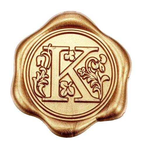 Miniatura 20 de Yoption 50 piezas de pegatinas de sello de cera inicial G, pegatinas de sello autoadhesivas de letra dorada retro antigua para sobres, para bodas