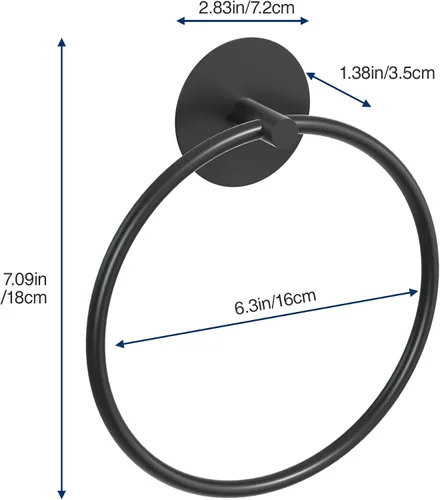 Miniatura 3 de Anillo para Toallas de Baño Negro Mate - Toallero de Baño de Acero Inoxidable SUS304, Susswiff Soporte Adhesivo para Toallas de Mano Montado