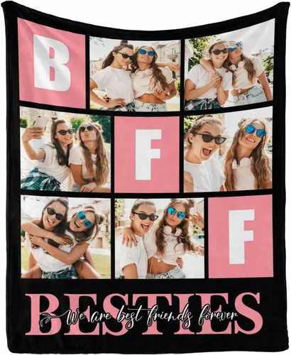 Miniatura 23 de Regalos de cumpleaños para mujeres, manta de amistad personalizada con tus fotos, manta personalizada con mis propias imágenes para hermanas