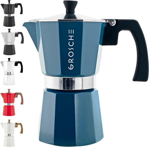 Miniatura 21 de GROSCHE Milano Cafetera Moka para Preparar Espresso en la Estufa, 9 Tazas de Café, 15.2 oz, Negro. Cafetera Cubana para Preparar Café en la Estufa