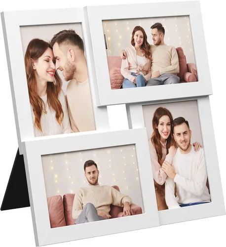 SONGMICS Marcos de fotos de collage de 4 x 6 pulgadas para decoración de pared, fotos multifamiliares para decoración de galería, exhibición Blanco