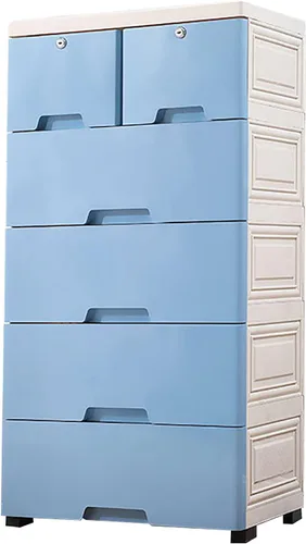 Miniatura 13 de Cómoda vertical alta de 5 niveles, torre de almacenamiento con ruedas, gabinete de almacenamiento moderno y estrecho de plástico, organizador