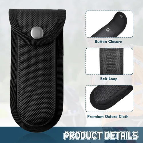 Miniatura 3 de Funda de nailon para cuchillos de bolsillo, funda plegable para cuchillos EDC de 5 a 5.5 pulgadas, bolsa multiherramienta con cierre a presión
