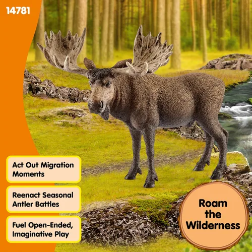 Miniatura 6 de Schleich Wild Life - Figura de alce de toro – Figura de juguete de animales salvajes, duradera para educación y juego imaginativo para niños