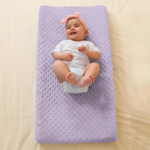 Miniatura 8 de Funda para cambiador de bebé, súper suave, con lunares Minky para bebés, niñas y niños, ultra cómoda, segura para bebés, se ajusta a almohadillas