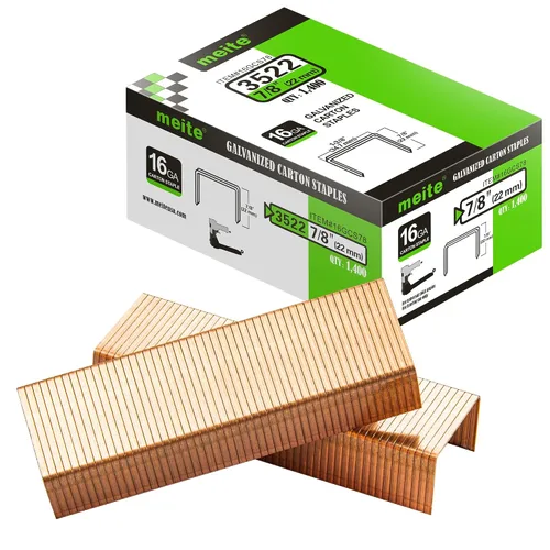 Miniatura 16 de meite 16GCS34 Calibre 16 1-3/8" Corona 3/4" Longitud Cobre Recubierto Cartón Cierre Grapas para Neumática y Manual 1600 PCS/Caja (1 Caja)