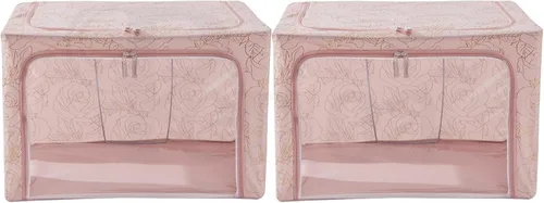 Miniatura 16 de Periea Beau - Paquete de 2 cajas de almacenamiento de 74 L (20.9 x 15.7 x 13.8 in), plegables y apilables de tela, bolsas de almacenamiento