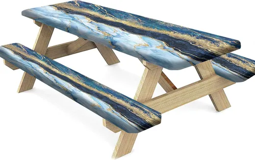 Miniatura 25 de Mantel ajustable para mesa y banco de pícnic de Halloween, diseño de fantasma, impermeable, 28 x 72 pulgadas, juego de 3 piezas, mantel ajustable al