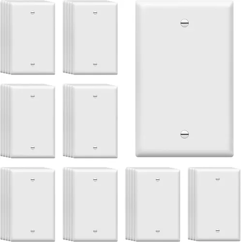 Miniatura 18 de ENERLITES - Placas para pared de dispositivo en blanco, acabado brillante, cubiertas de salida en blanco de tamaño mediano, 1 banda, 4.88 x 3.11