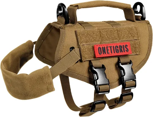 Miniatura 2 de Arnés táctico para perro, chaleco Milltary con mango vertical duradero para perros XXS Marrón