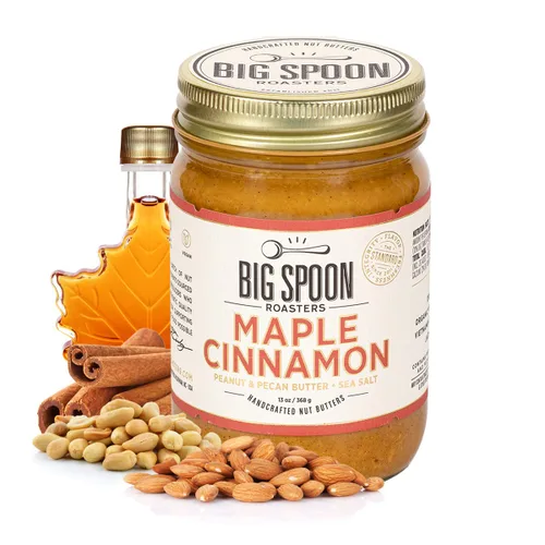Big Spoon Roasters Mantequilla de maní y pecana con canela y arce, mantequilla de maní baja en azúcar, mantequilla de maní cremosa con jarabe de