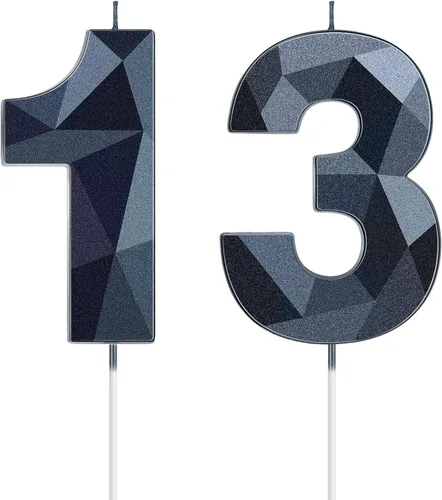 Miniatura 14 de Nuanchu Velas de cumpleaños número 10 en forma de diamante 3D, velas numeradas para pastel de cumpleaños, velas temáticas para hornear en familia