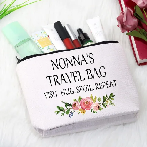Miniatura 11 de GJTIM Nonna Regalo para abuela de nietos Nonna regalo de viaje abuela bolsa de maquillaje bolsa de maquillaje, Bolso beige, Talla única