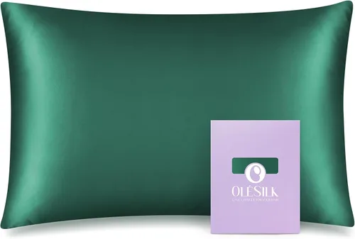 Miniatura 20 de Olesilk - Funda de almohada 100% seda con cremallera oculta para la belleza del cabello y la piel, ambos lados, 19 milímetros (0.74 pulgadas), Azul