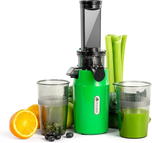 Miniatura 8 de Ventray Ginnie - Mini exprimidor de prensa en frío, pequeño exprimidor lento para verduras y frutas, alto rendimiento de jugo, fácil de limpiar