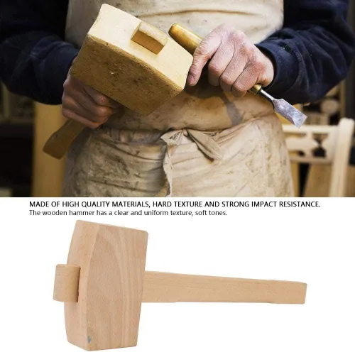 Miniatura 2 de Mazo de madera, Martillo de madera profesional de carpintería de madera para golpear la herramienta de carpintería Martillo de haya mango de madera
