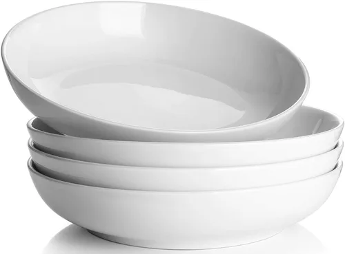 Miniatura 9 de YHY - Juego de 4 cuencos para pasta, platos de ensalada de cerámica de 22 onzas, platos de porcelana poco profundos de 7.8 pulgadas de ancho
