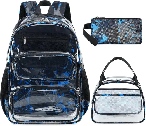 Miniatura 97 de CAMTOP Mochila transparente resistente y transparente para estudiantes, escuela, trabajo, festival, viajes, deportes, Beige, Mediana, Camtop Mochila