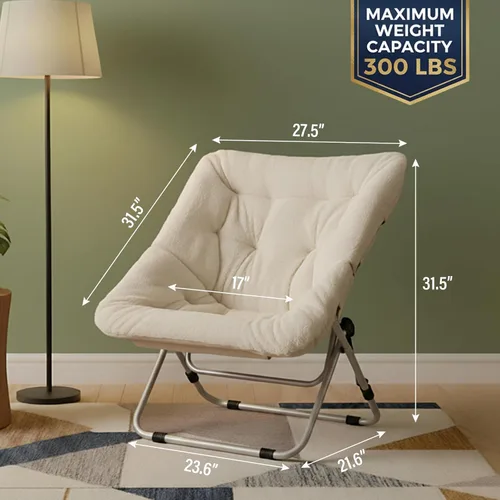 Miniatura 3 de Tiita Silla Cómoda Plegable, Silla de Acento Plegable de Gran Tamaño de Piel Sintética Suave, Silla de Descanso Perezosa para Niños, Adolescentes
