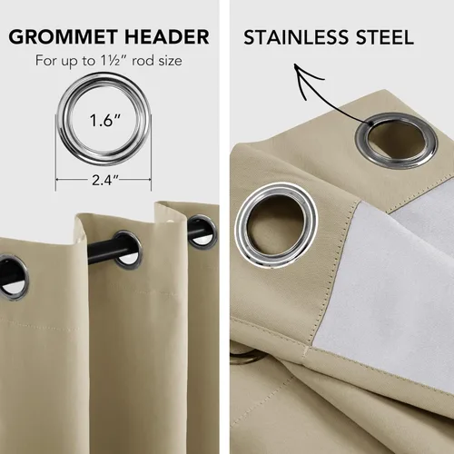 Miniatura 6 de Deconovo - Cortinas opacas para dormitorio con ojales, cortinas sólidas con aislamiento térmico, bloquean el calor, oscurecen la habitación, ahorran