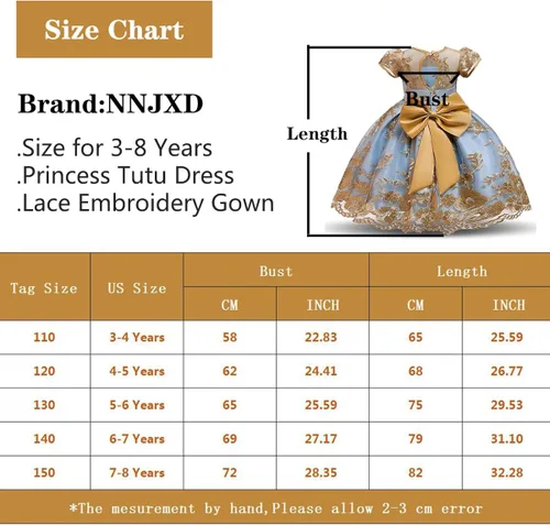 Miniatura 7 de NNJXD - Elegante vestido de princesa con cinturón de lazo de tul de algodón y estampado de flores