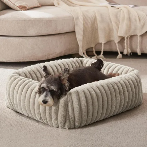Miniatura 20 de FURTIME Cama para perros de tamaño mediano, cama ortopédica lavable para mascotas con funda extraíble, rectangular, suave, relajante, para Beige