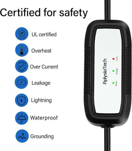 Miniatura 2 de Cargador portátil EV Nivel 1, 15Amp 110V, cargador de vehículos eléctricos con cable de extensión de 21 pies, NEMA 5-15P para estación de carga EV